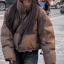 2024秋冬新款美拉德色系纯色面包服外套宽松休闲多色棉服女ins潮