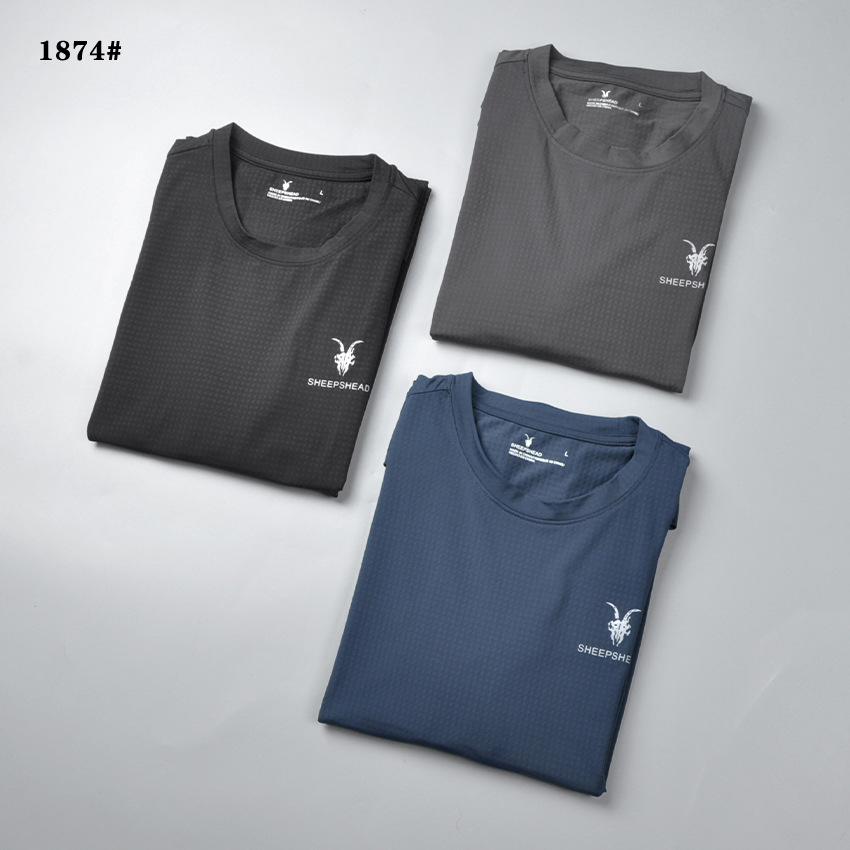 羊头 秋冬款男士保暖透气运动打底圆领弹力加绒格子保暖长袖上衣