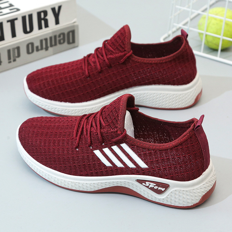 New Women's Shoes Spring and Autumn All-Match Breathable Flying Woven Women's Comfort and Casual Trendy Shoes Women's Sneaker Running Leisure