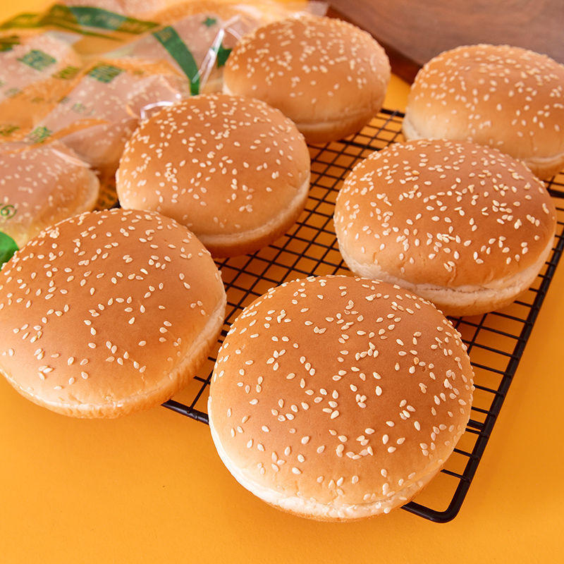 汉堡胚面包汉堡包早餐食品即食面包圆形半成品批发整箱家庭商用