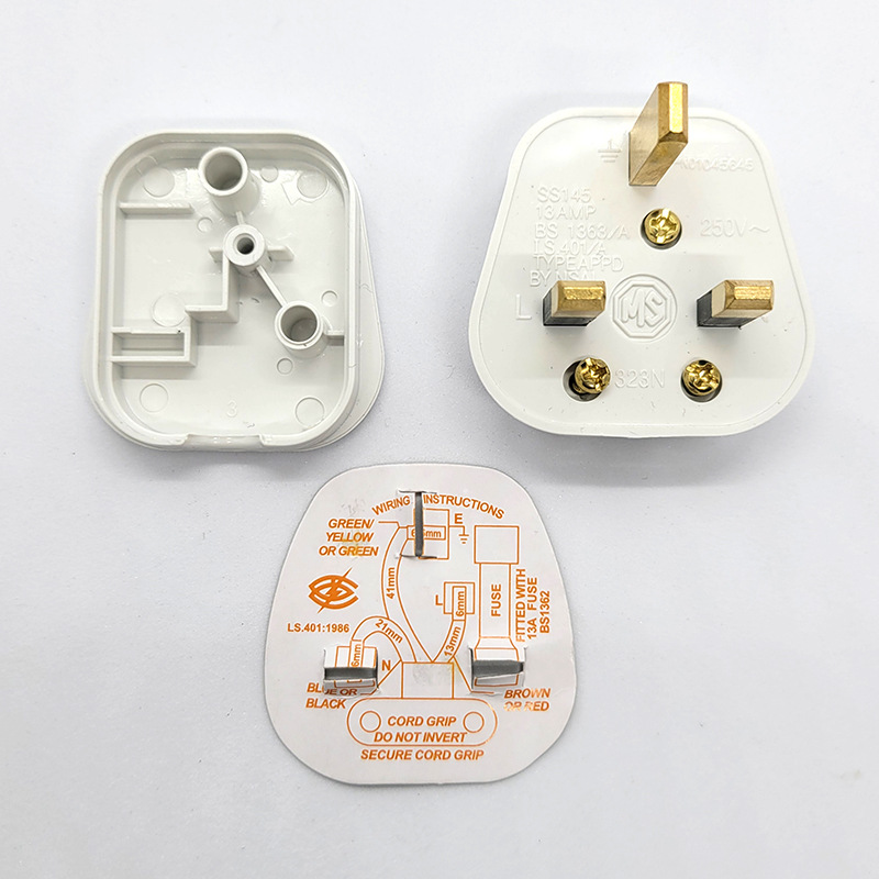 跨境货源 英规接头英标电源接线插头 bs装配式接线英式插头带保险