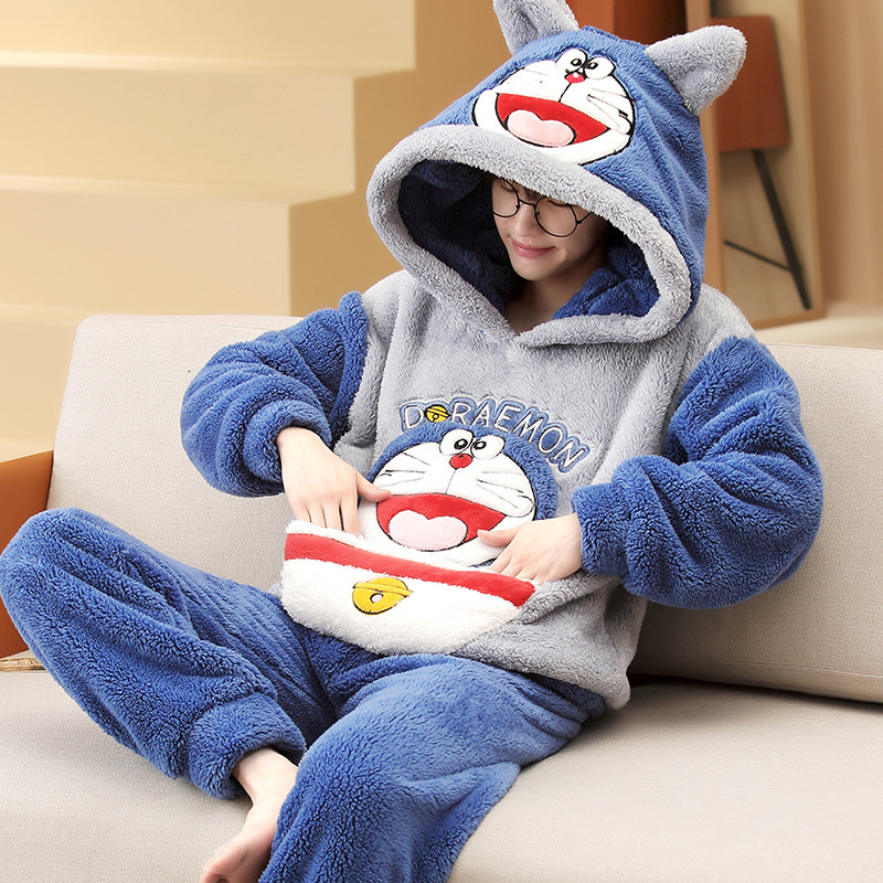 Men's Pajamas Autumn and Winter Winter Coral Fleece Thickened with Flannel Cartoon Home Wear Men's Winter Suit