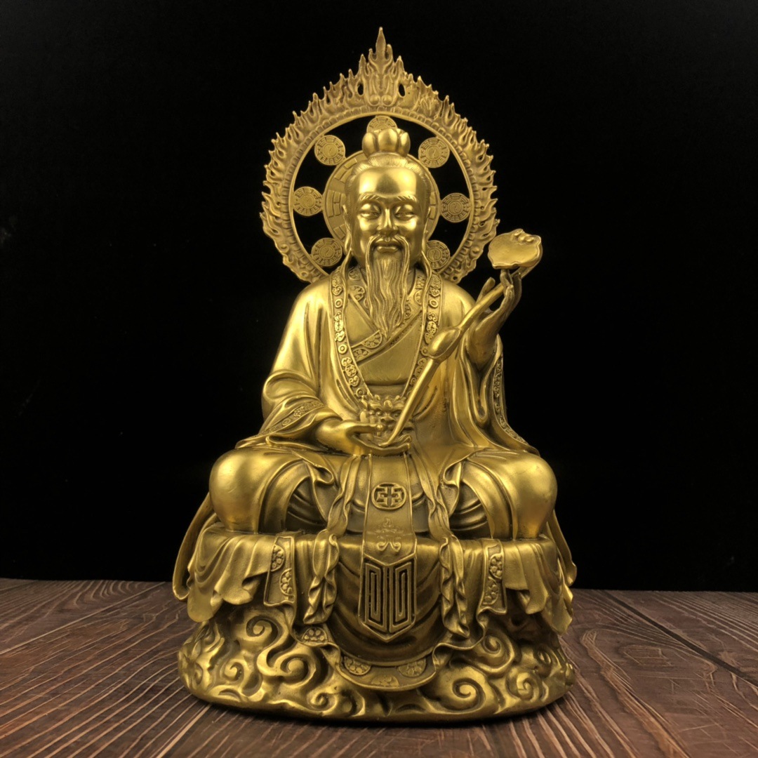 太上老君黄铜三清像三清道祖神像元始天尊道家供奉祖师爷铜像摆件