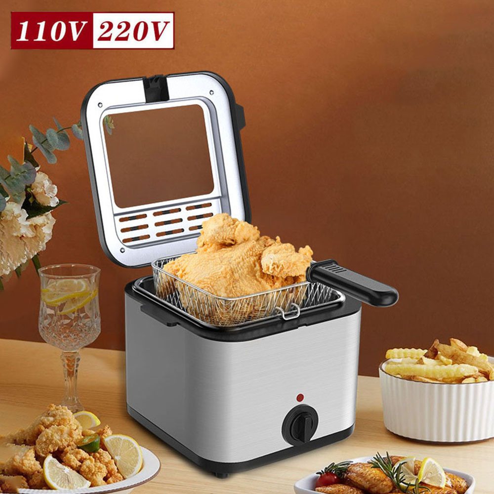 cross-border household american standard 110v square deep frying pan deep frying pan stainless steel fried european standard chicken chop chips machine deep frying pan