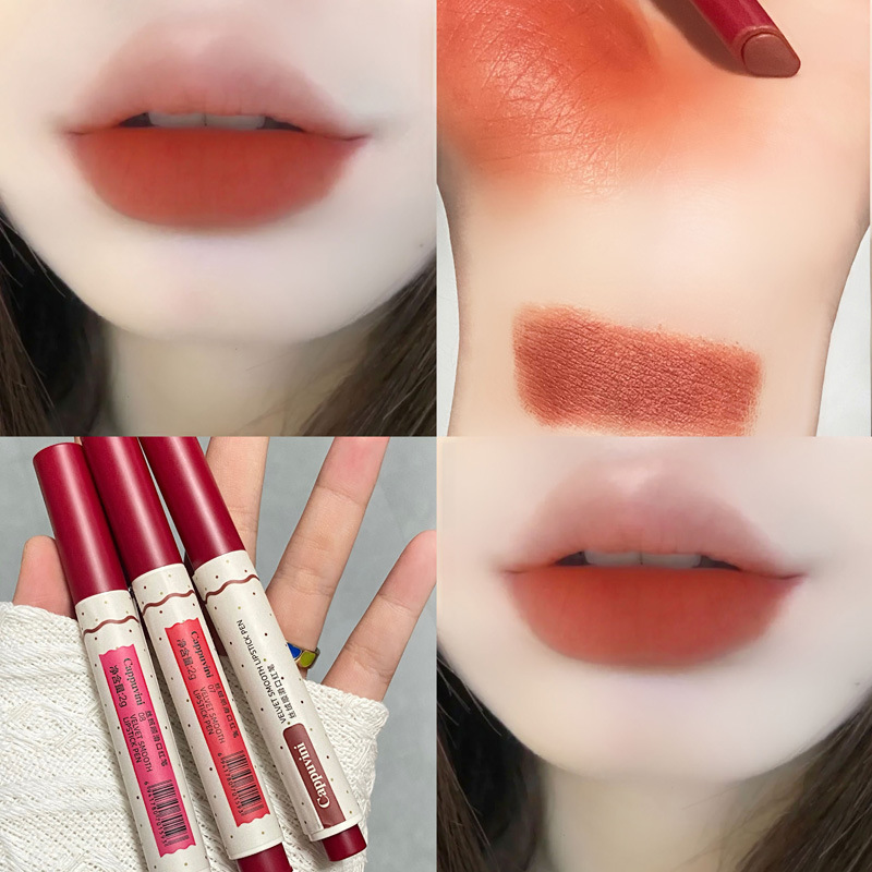 Cappuvini Card Bubble Weinisi Velvet Smooth Lipstick Pen Student Matte Pseudo Plain Color Oolong Milk Tea Lipstick