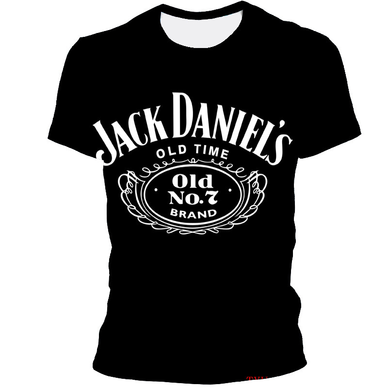 厂家直销 夏季热卖欧美风创意杰克丹尼 3d数码印花t恤男女款短袖