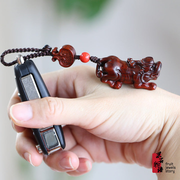 大叶紫檀木貔貅汽车钥匙扣挂件个性复古风男女士创意-阿里巴巴