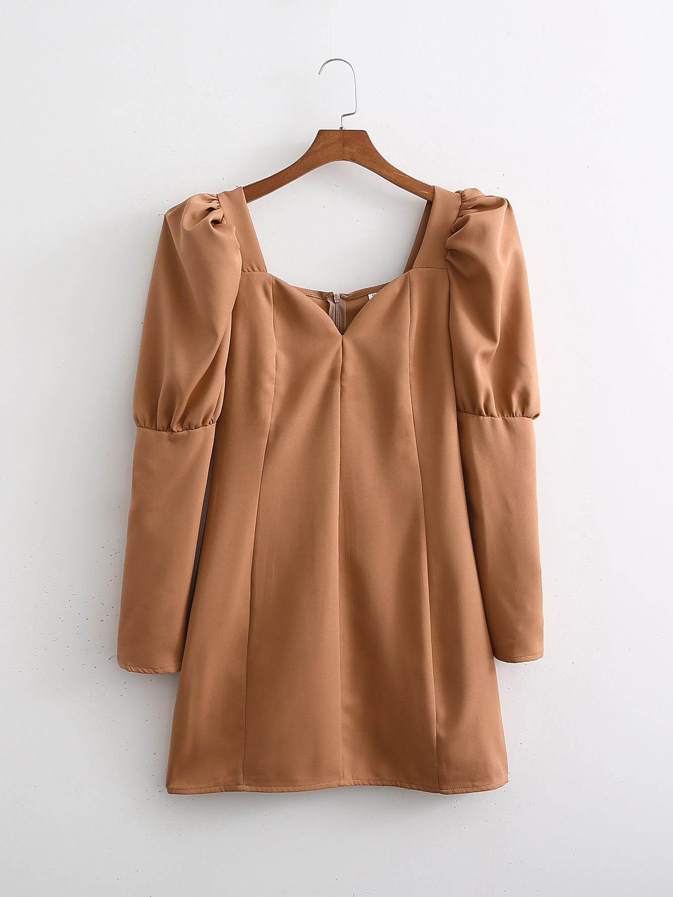 xd/4831ru 22春装新款欧美风外贸女装宫廷风方领口泡泡袖连衣裙