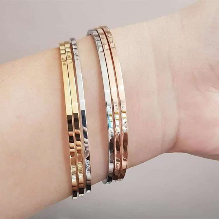 Factory Direct Supply Simple Gold-Plated Glossy Bracelet Titanium Steel Couple Thin Bracelet Female Bangles Bracelet