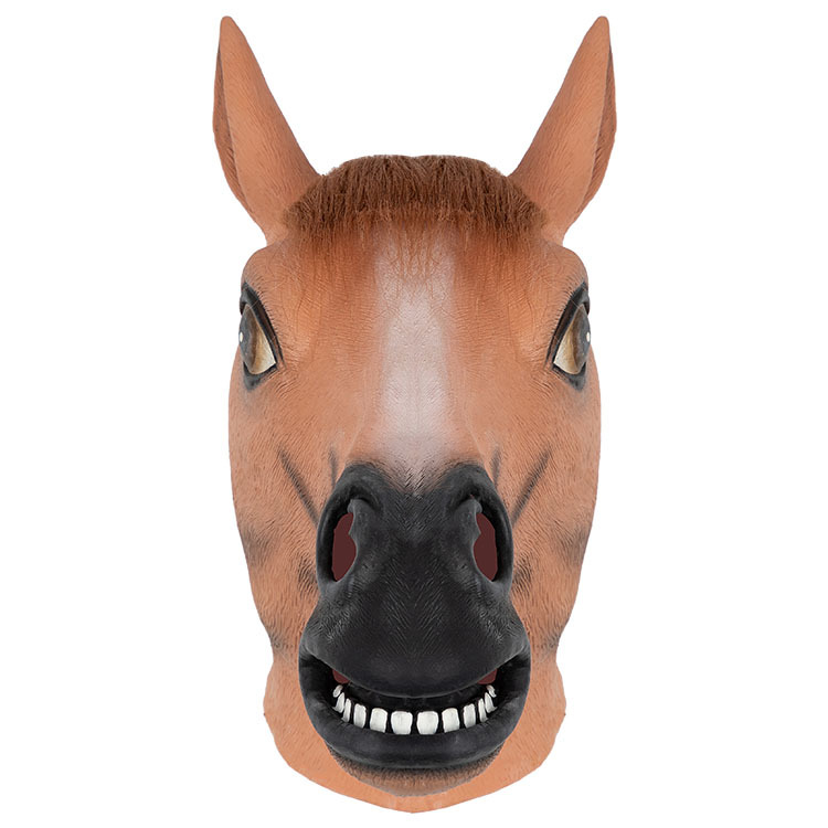 马头乳胶头套搞笑动物面具表演道具cos神秘舞会