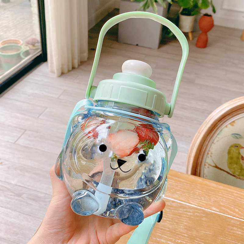 Large Capacity Simple Cup with Straw Water Cup Student Korean Style Good-looking Cute Portable Anti-Fall Internet Celebrity Big Belly Plastic Cup