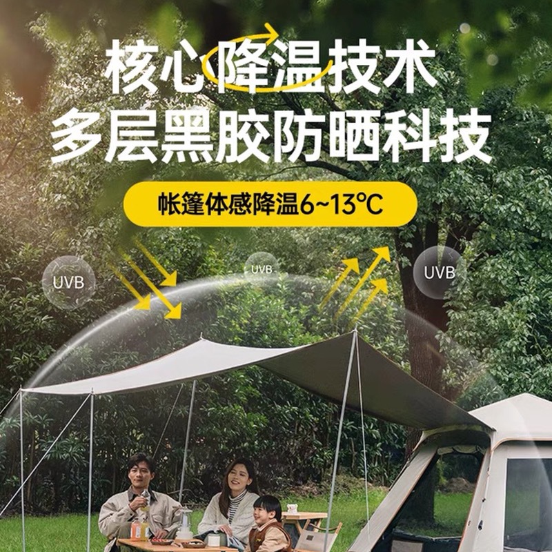 Tent Outdoor Camping Folding Portable Vinyl Canopy Integrated Automatic Sun Shade Rain Wild Camping Equipment Full Set