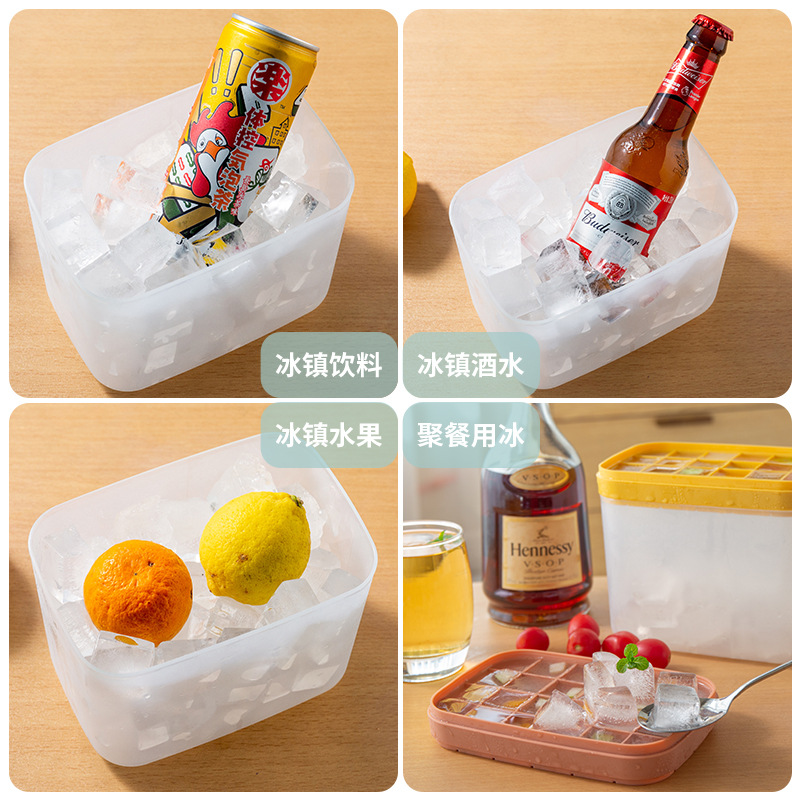 Ice Hockey Silicone Ice Cube Mold Creative with Cover Ice Box Household Square Ice Tray Ice Cube Mold Ice Maker 0415