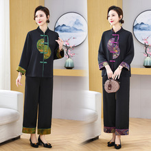 新中式国风女装盘扣上衣中年春季新款改良唐装复古两件套立领外套