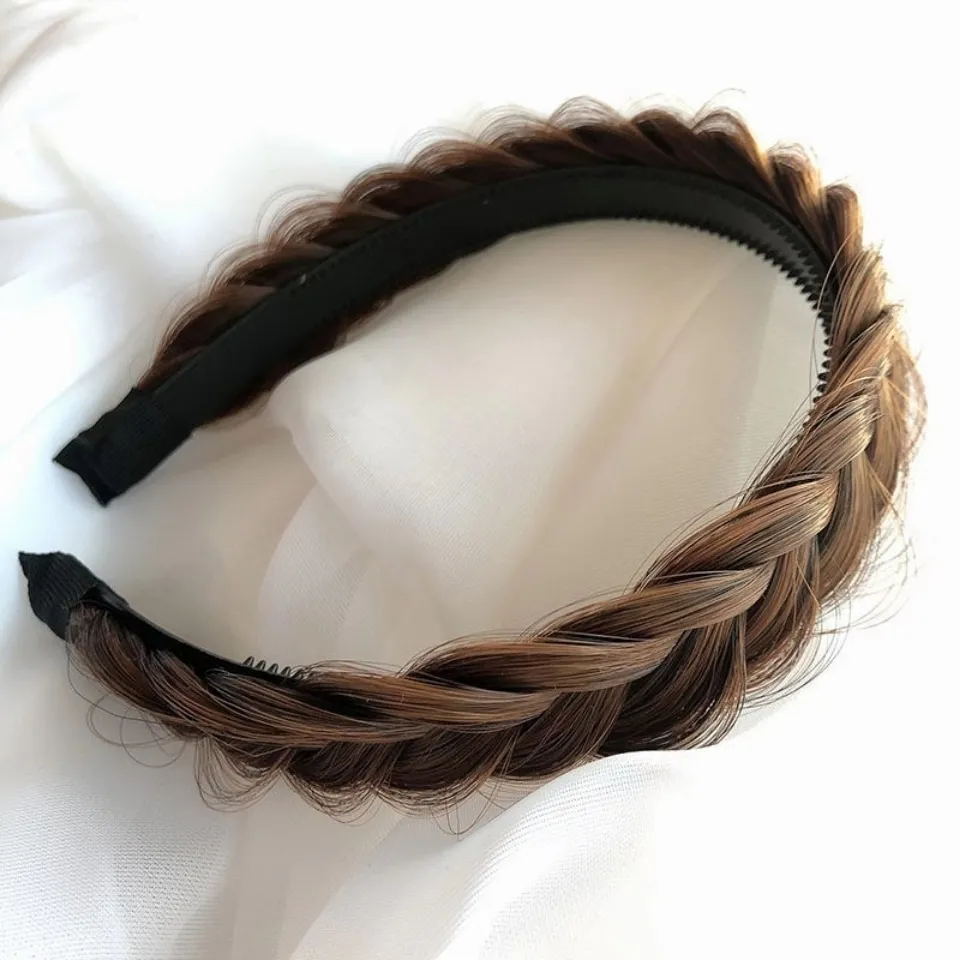 韩版鱼骨辫假发发箍防滑带齿麻花辫发箍甜美宽松减龄发饰配饰批发