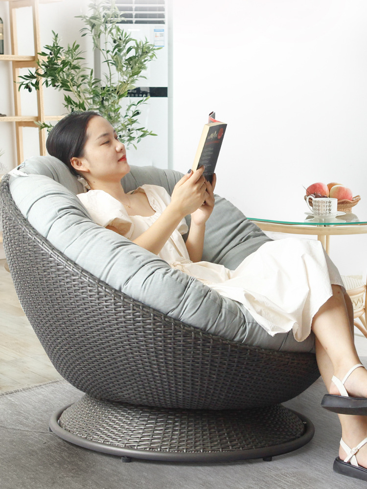 懒人沙发椅单人藤椅包裹式躺椅户外家具旋转圆床椅阳台休闲小躺床