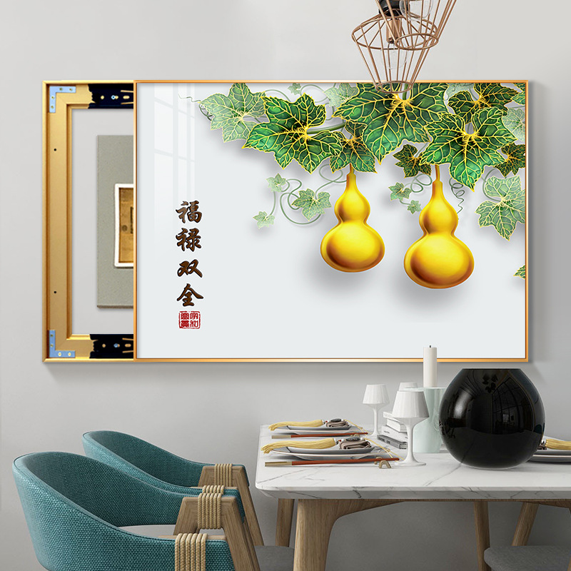 j7ib批发新中式免打孔五福临门电表箱装饰画配电箱客厅餐厅遮挡箱