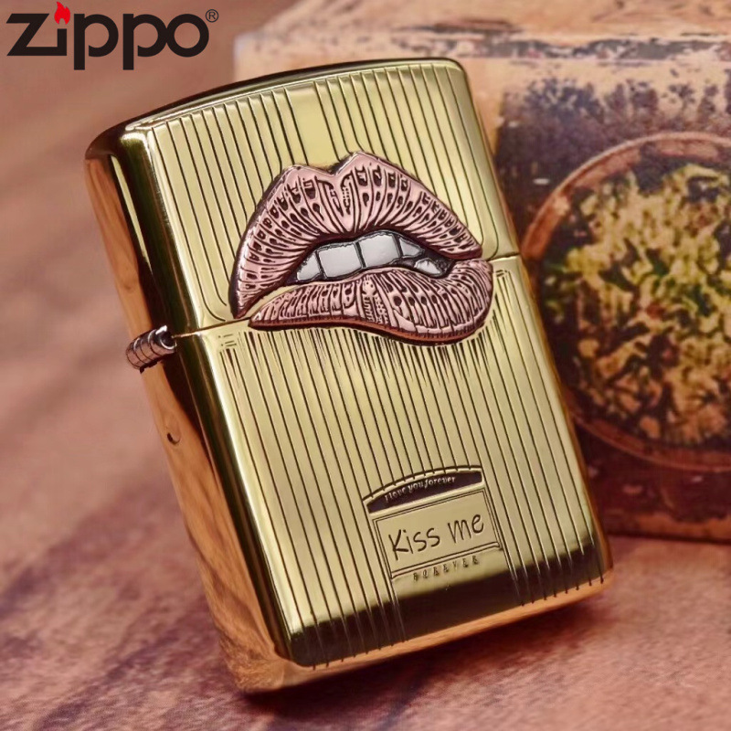 zippo 芝宝打火机 204b 168盔甲机性感红唇kiss-阿里巴巴
