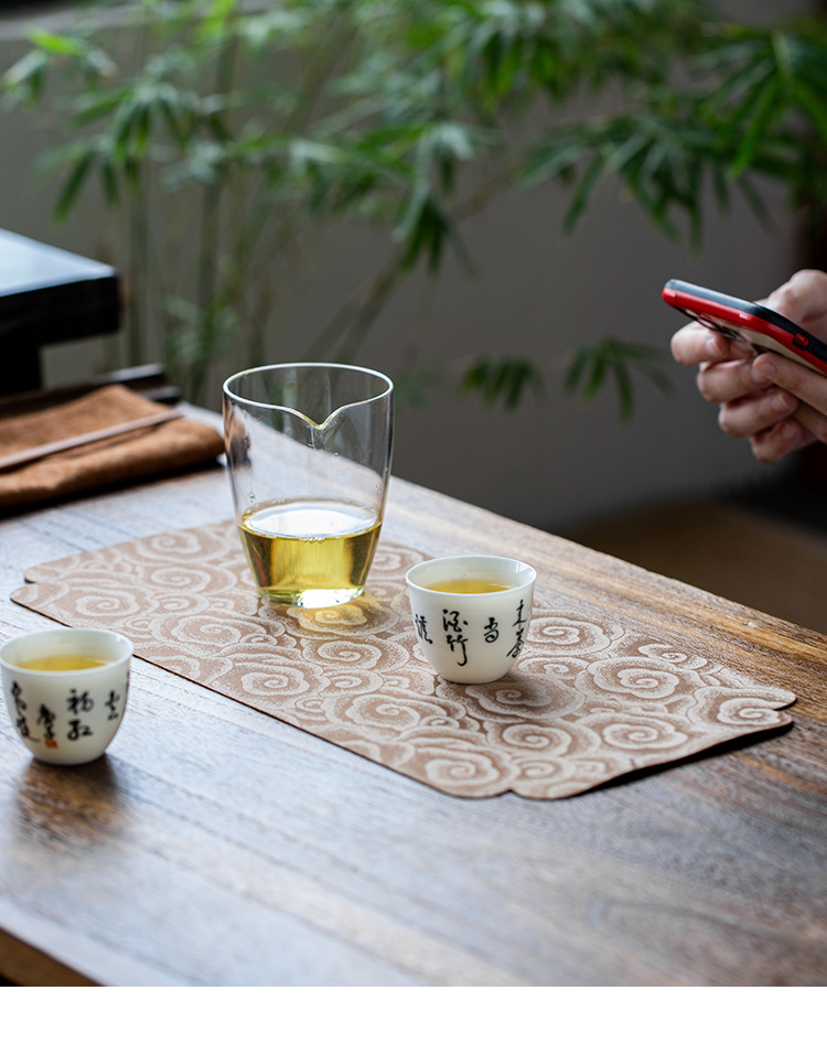 国风干泡茶席茶桌布艺织绵 印花茶布防水长方形 中式台布茶几桌旗