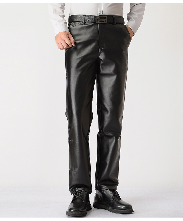 男士皮裤加绒加厚保暖pu特厚棉裤中老年秋冬加肥加大宽松秋冬中老