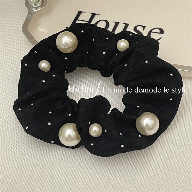 Starry Sky Hair Band Temperament Pearl Headband Women's Simple Elastic and Durable High Ponytail Rubber Band Women's Hair Rope Headdress