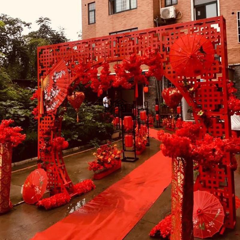 时g中式婚庆道具铁艺中华门大拱门农村户外婚礼舞台装饰屏风路引