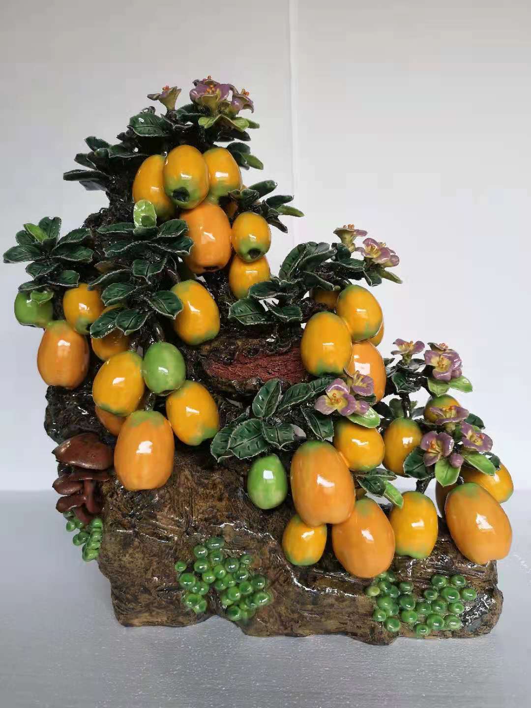 枇杷黄金满屋水果摆件手工陶瓷工艺品石湾公仔中式客厅玄关招财