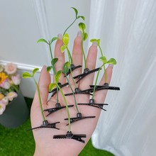 卖萌神器仿真植物搞怪小豆芽花头上长草发芽发饰创意趣味发卡头饰