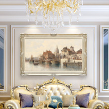 客厅油画沙发背景墙装饰画威尼斯水城风景欧式挂画简欧大气壁画