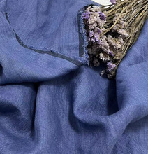 日本进口高端面料酵洗色织纯亚麻牛仔蓝夏裤连衣裙衬衣服装麻布料