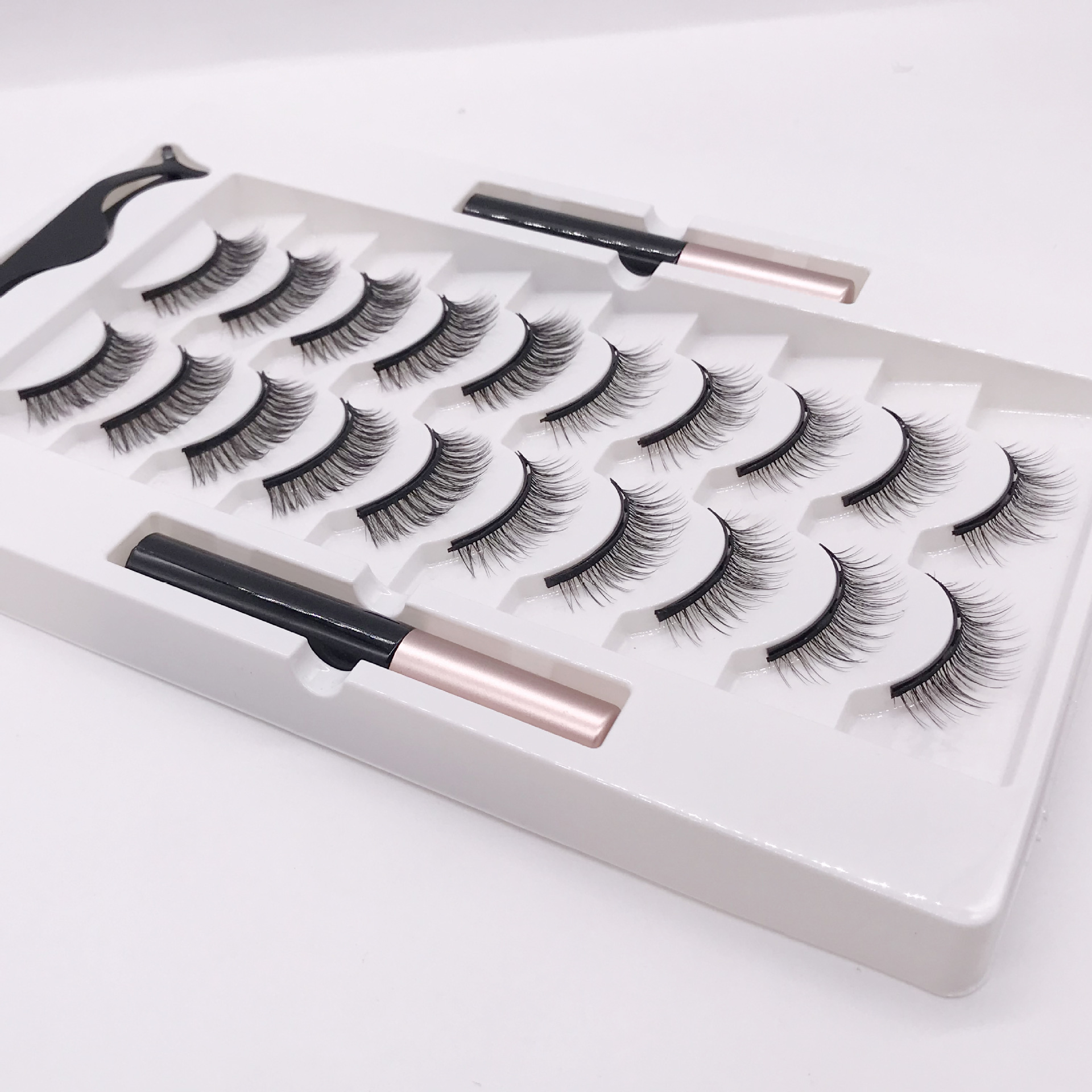 Mixed Ten Pairs Pack Magnet False Eyelashes Set Thick 3D10 Pairs Magnet Eyelash Magnetic Liquid Eyeliner Set