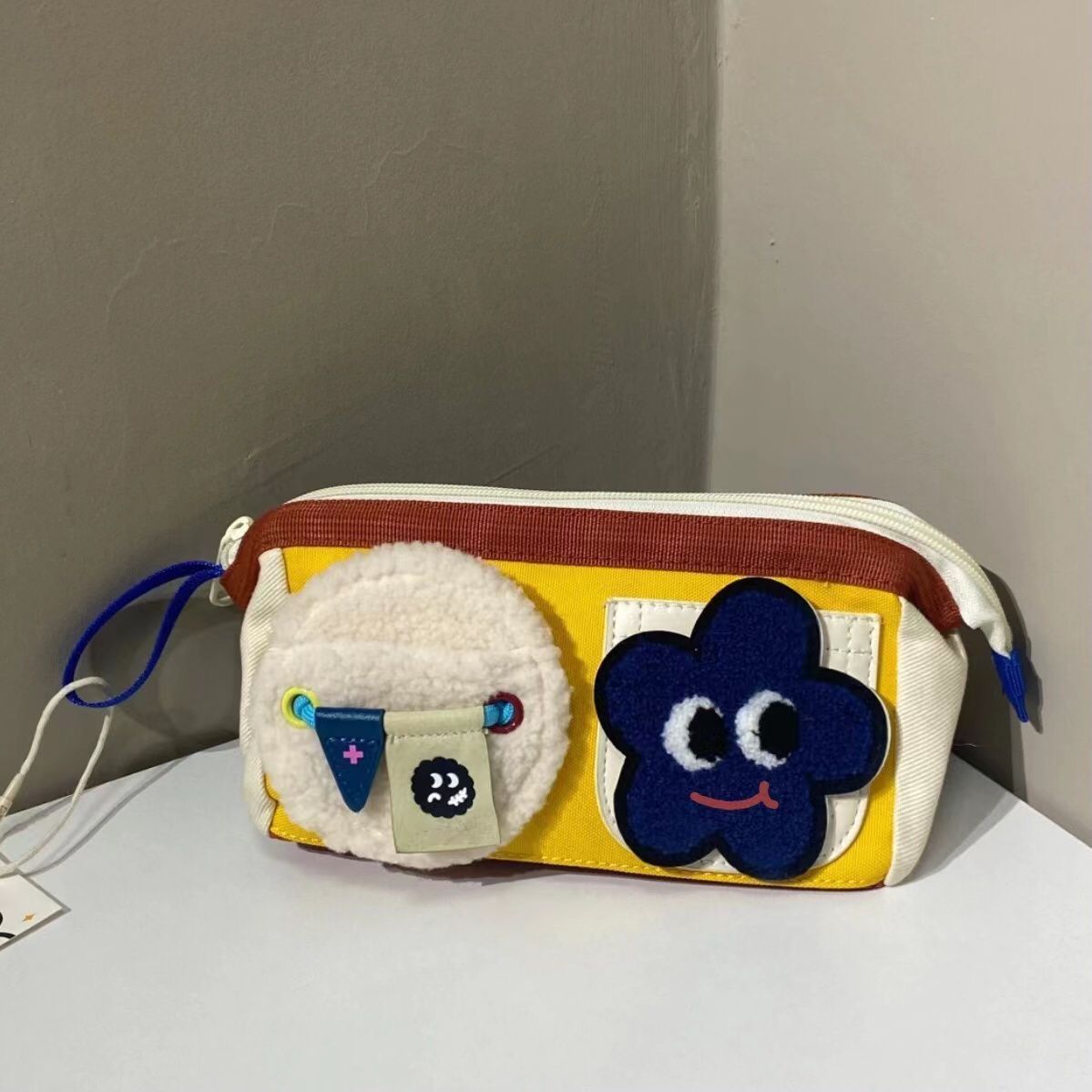 小红书同款可爱小众大容量撞色拼接笔袋高颜值学生男女文具收纳袋