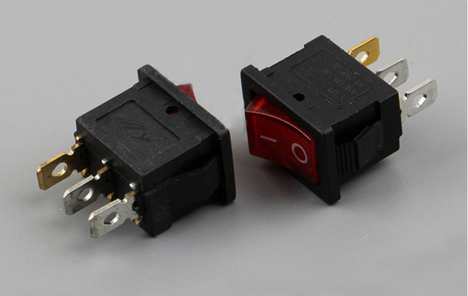 电热锅电炒锅开关两档3脚单联船型开关kcd1-102n-3p红色带灯15x21