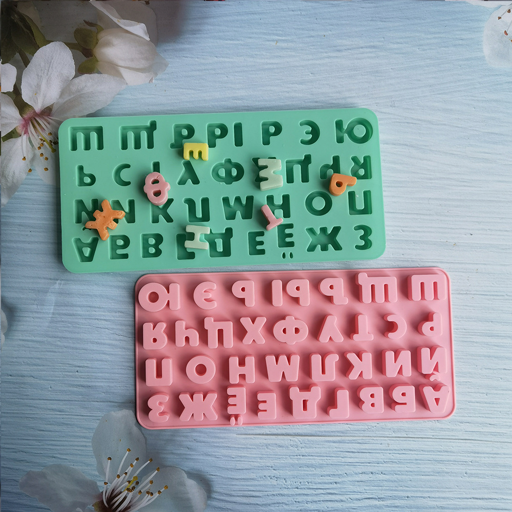 Russian Alphabet Chocolate Cake Mold Decoration Tool Tray Fondant Mold Jam Biscuit Baking Mold