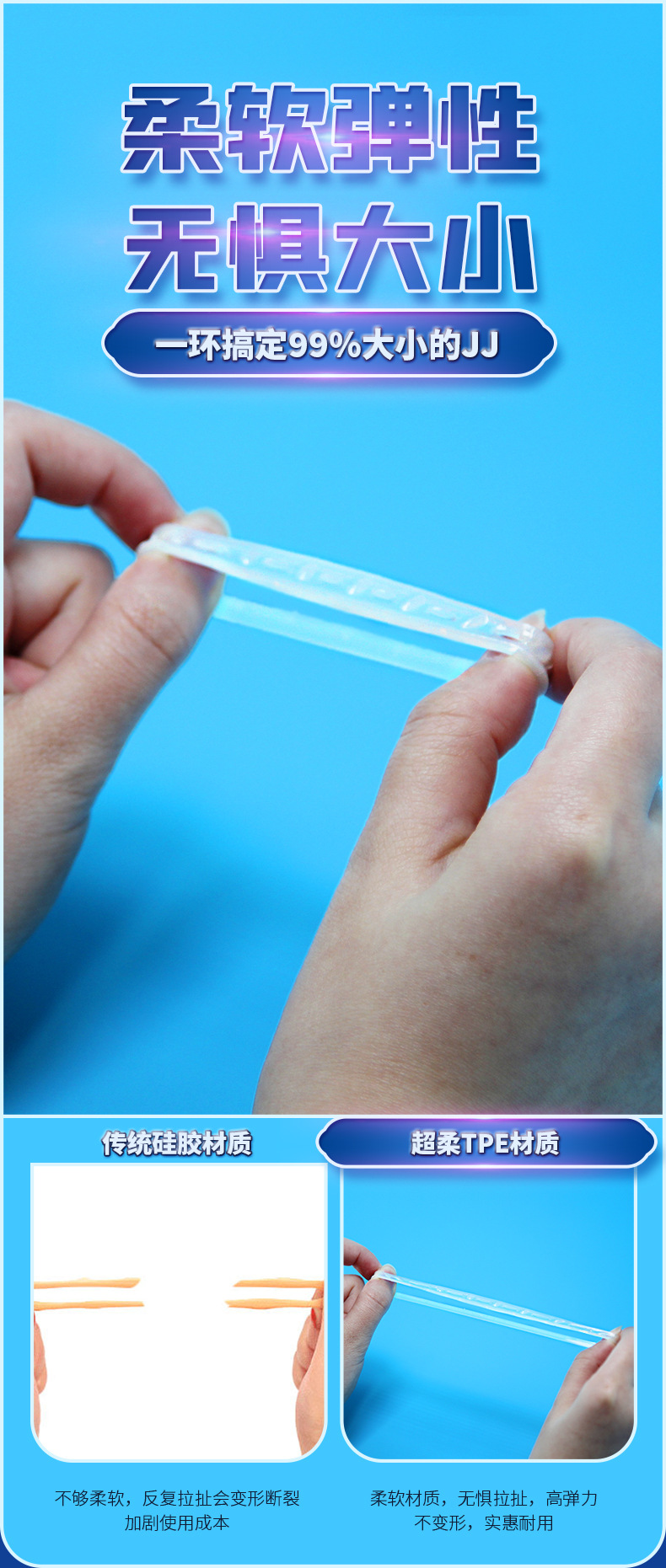 姬欲男用包皮阻复环日用夜用两只装锁精环龟头套环成人用品批代发