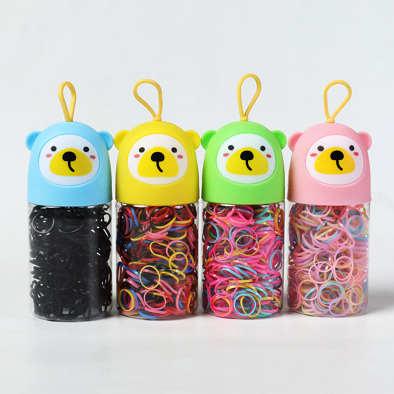 Korean Style New Cartoon Canned Head Rope Disposable Rubber Band Black Harmless Hair Elastic Female Hair-Binding Rubber Band Headdress Batch