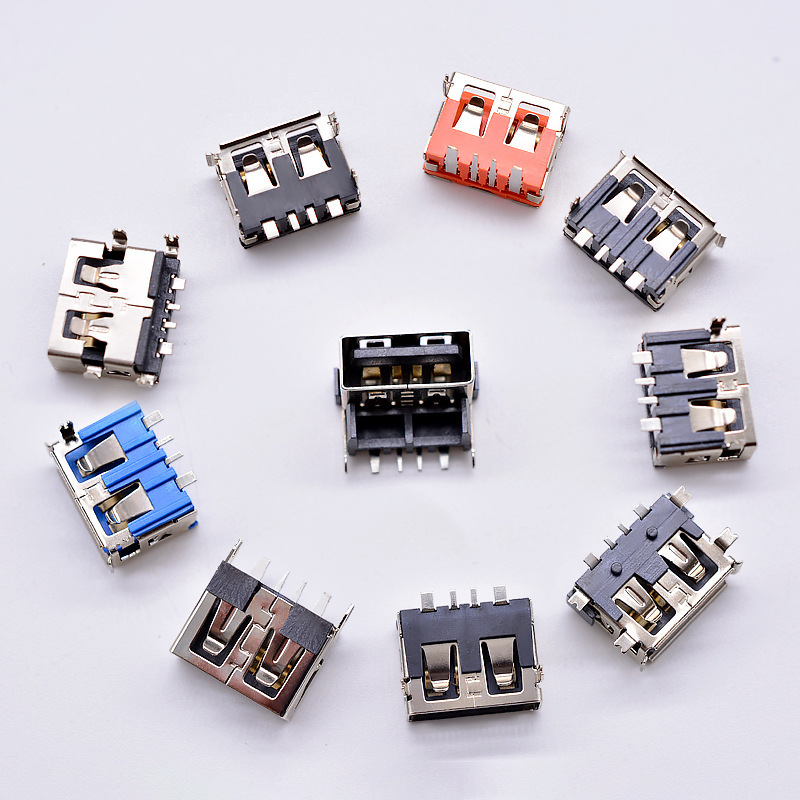 0插座 加粗端子usb母座高导铜3-5a贴片