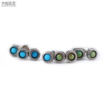 手工改制镶松石银币耳钉男女复古耳饰-阿里巴巴