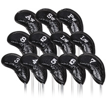 12个/套 高尔夫杆套 球杆保护套 PVC铁杆球套 鳄鱼纹铁杆保护帽套