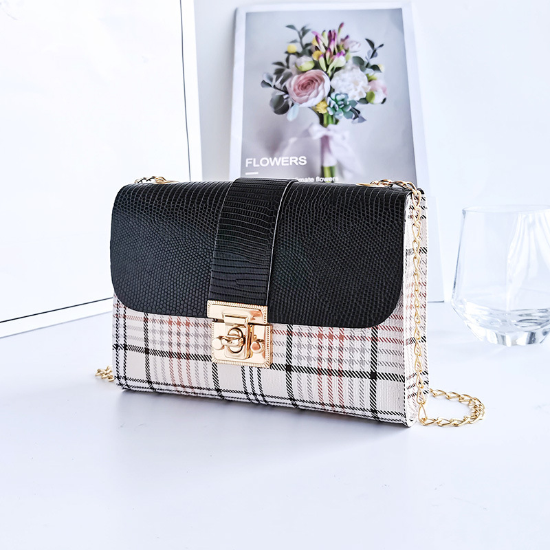 Wholesale Fashion Plaid Crossbody Bag 2022 Japan and South Korea Contrast Color Small Square Bag Simple PU Leather Women's Bag One Shoulder Phone Bag