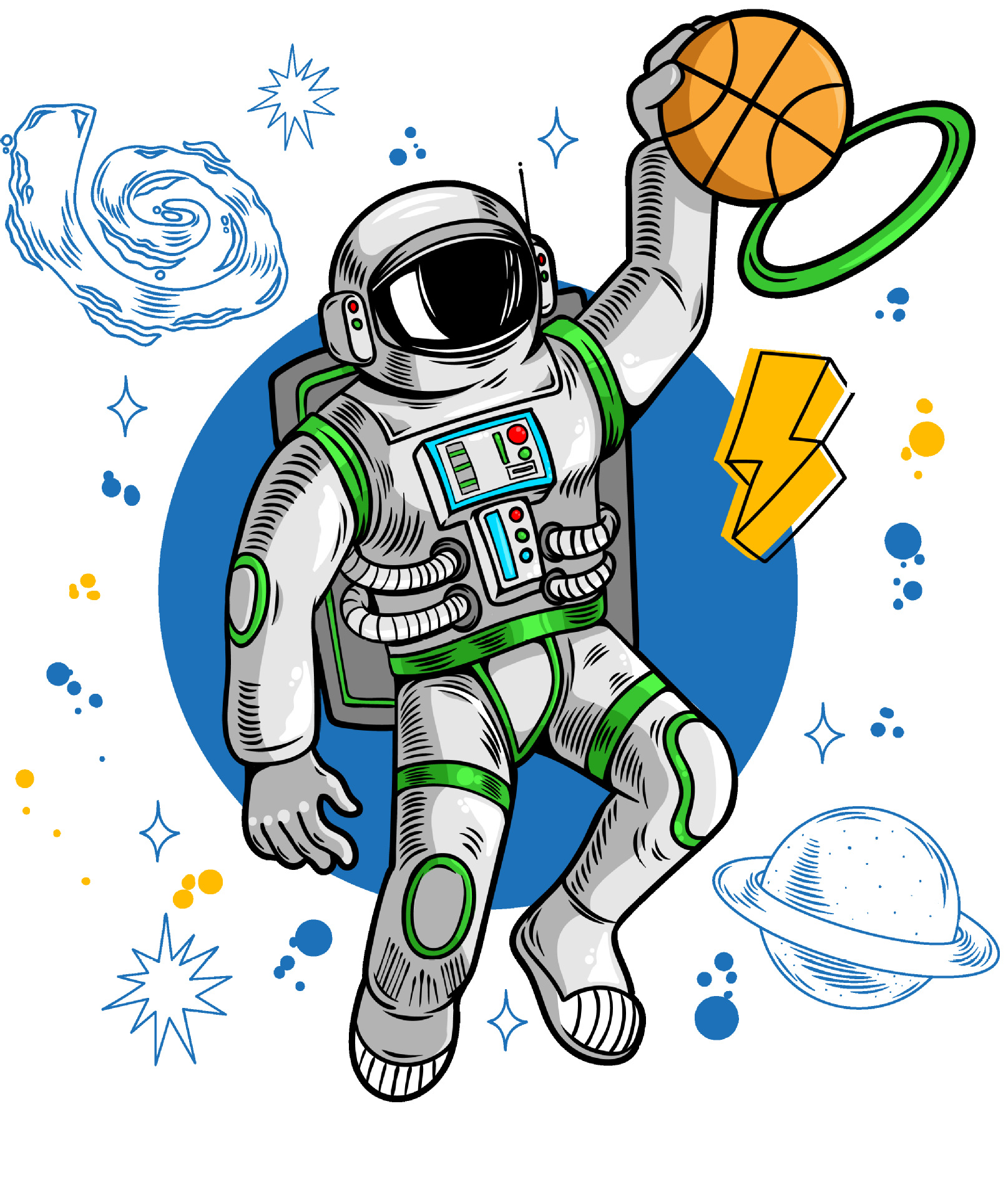 烫画定制潮流太空宇航员服装胶印人物图案贴柯式过粉热转印烫画贴