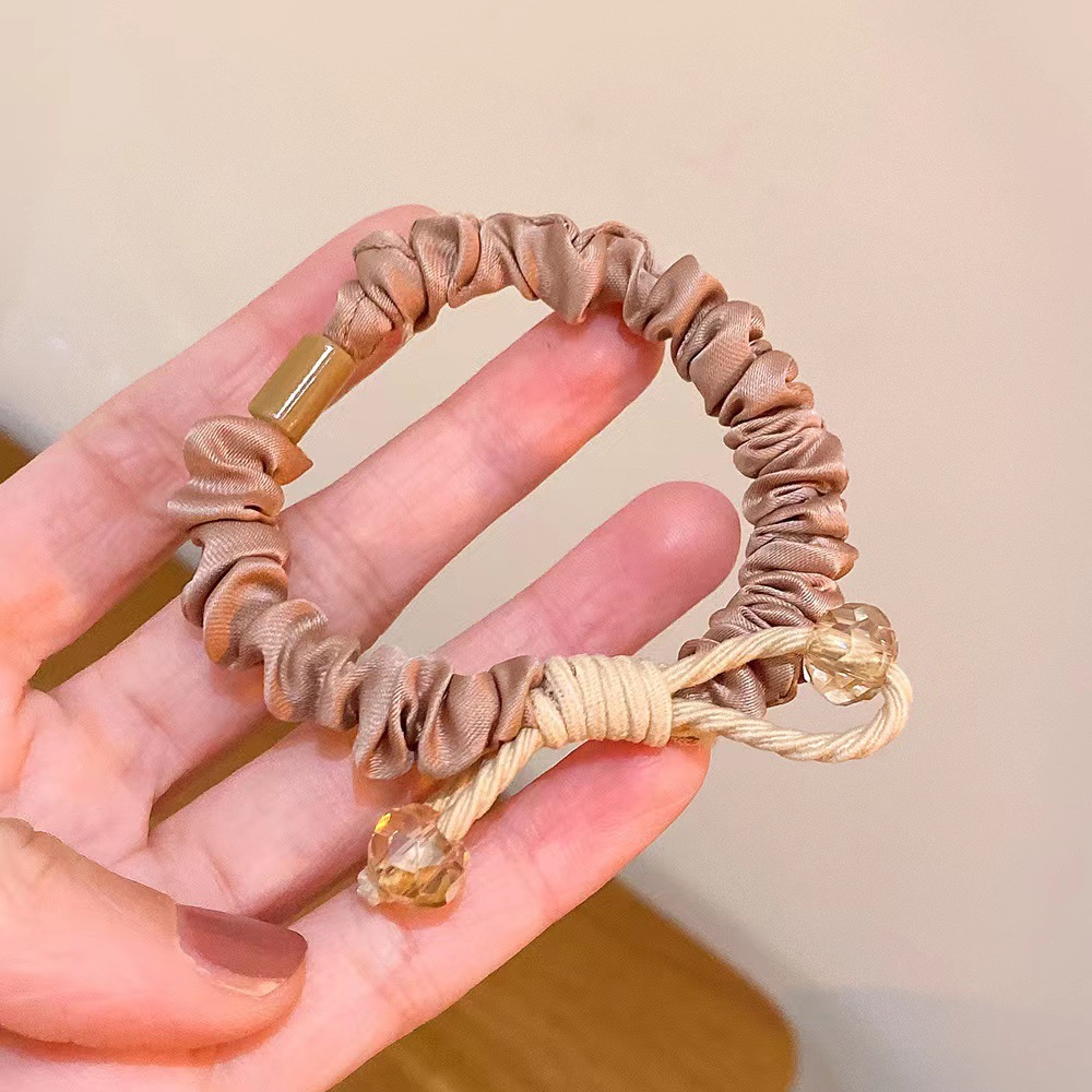Autumn and Winter New Small Intestine Ring Crystal Head Rope Hair Ring Fashion Ol High Sense Hair Accessories Highly Elastic Hair Rope Rubber Band Wholesale