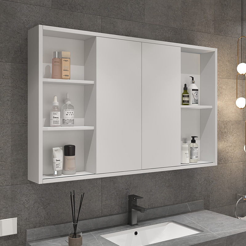浴室镜实木智能浴室镜风水箱推拉门镜子镜柜隐藏式嵌入隐形卫生间
