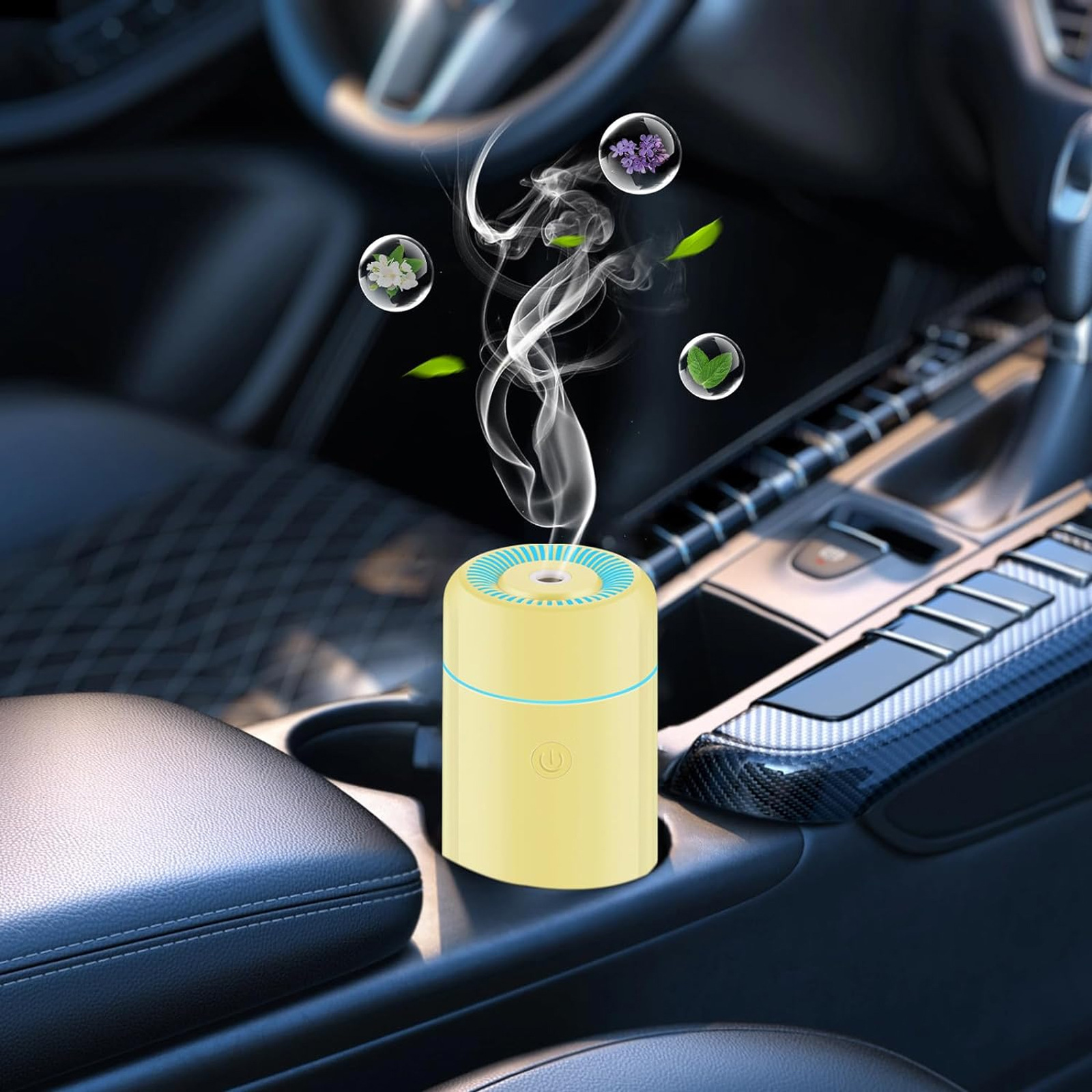 跨境车载空气净化器香薰氛围灯小型家用精油扩散器USB车载加湿器