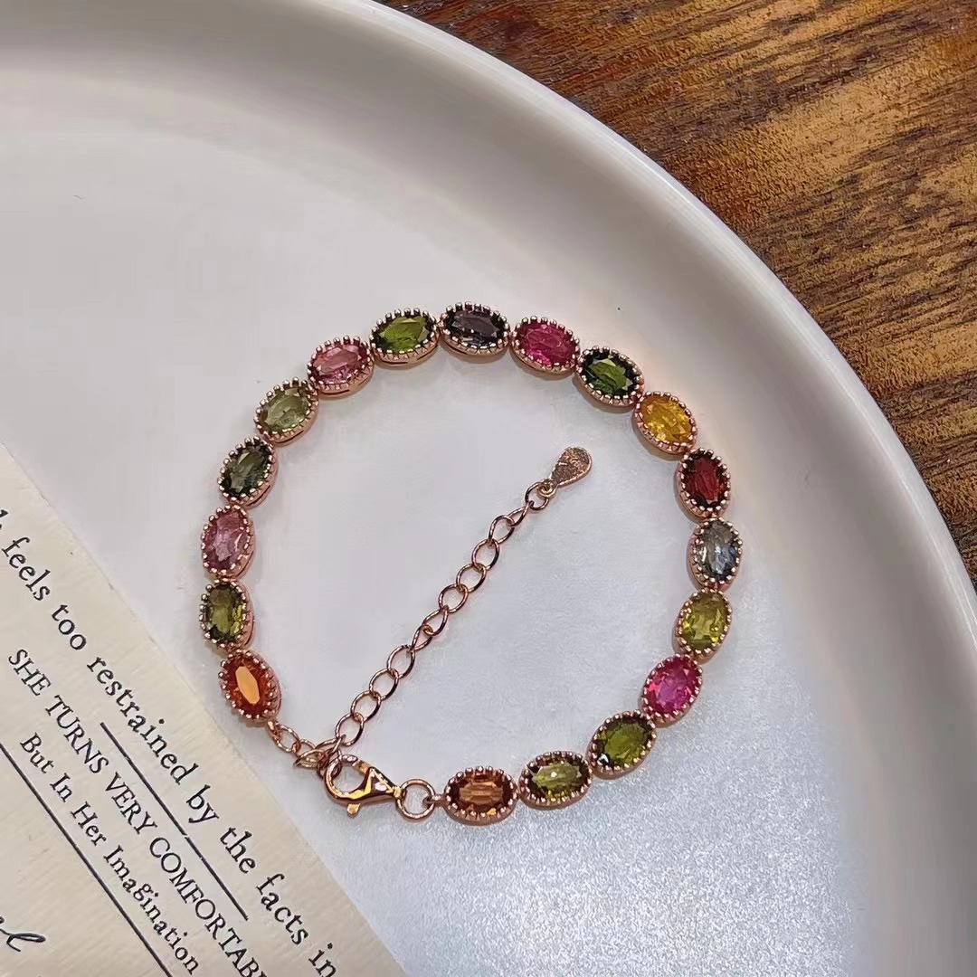 仙女气质百搭轻奢高级感s925纯银天然碧玺手链旺夫石招财礼物女