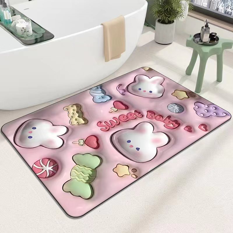 Soft Diatom Ooze 3D Three-Dimensional Expansion Small Flower Floor Mat Bathroom Toilet Toilet Water-Absorbing Quick-Drying Floor Mat Best-Seller on Douyin