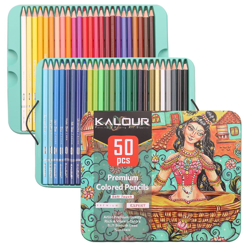 50 Color Lead Professional Art Color Lead Painting Pen Set Oily Color Pencil Cross-Border