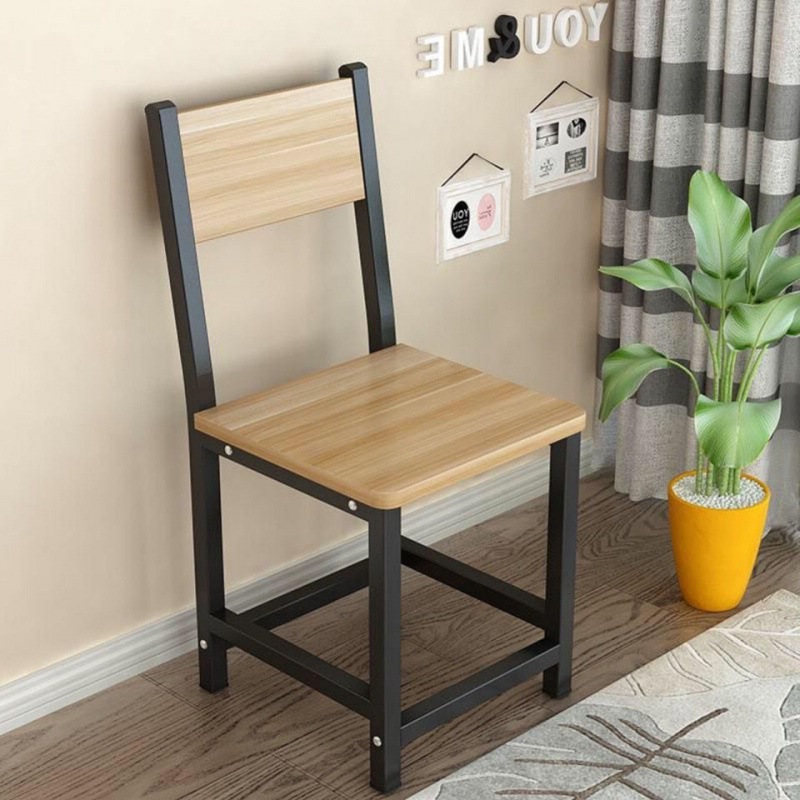 靠背椅子批发现代简约简易钢木家用饭店小吃店快餐店餐厅餐椅组装