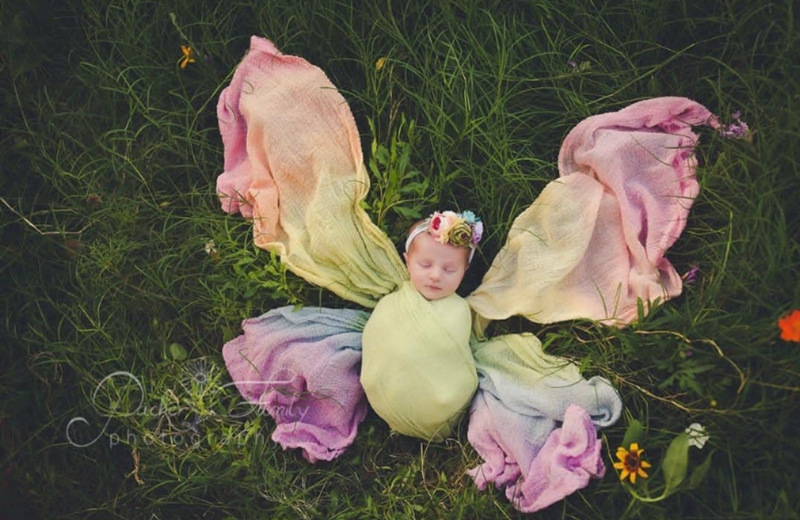 新生儿摄影服装彩虹裹布影楼婴儿拍照道具宝宝月子满月照棉纱裹巾