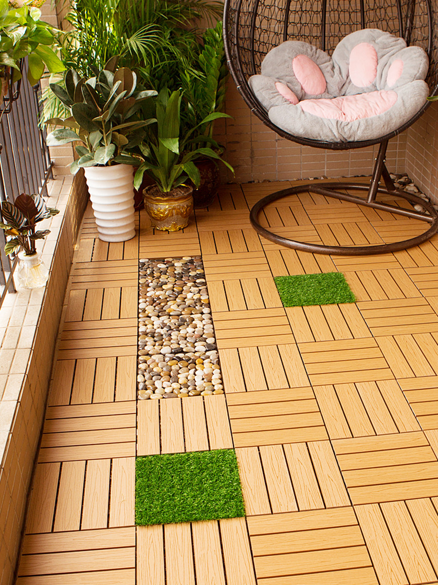 塑木户外露台阳台防腐拼接室外防水装饰地面自己铺设改造实木地板